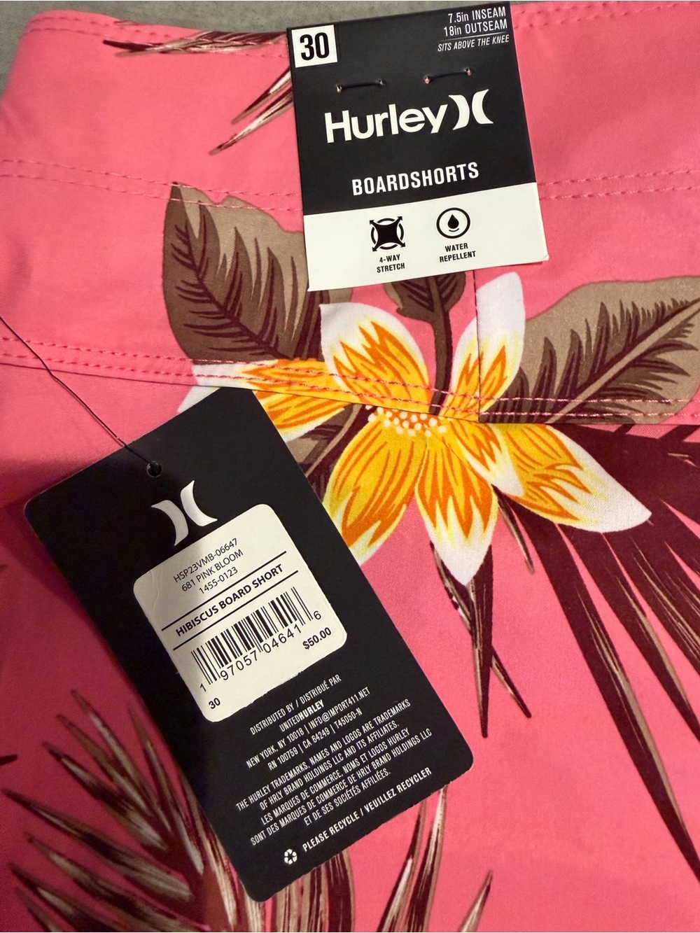 Hurley Hot Pink Hibiscus Surf Shorts